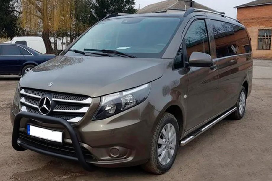 Mercedes Vito/V-class W447 2014- гг. Кенгурятник WT006 Black (нерж.) Фото 2