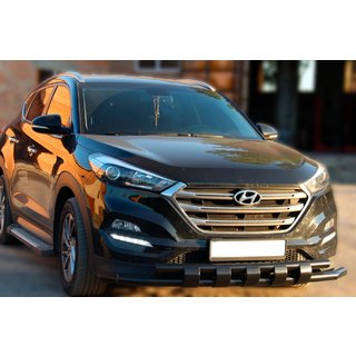 Передняя защита Shark Black (нерж) Hyundai Tucson TL 2016-2021 гг.