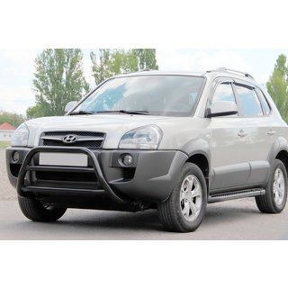 Кенгурятник WT022 Black (нерж.) Hyundai Tucson JM 2004- гг. фото 2