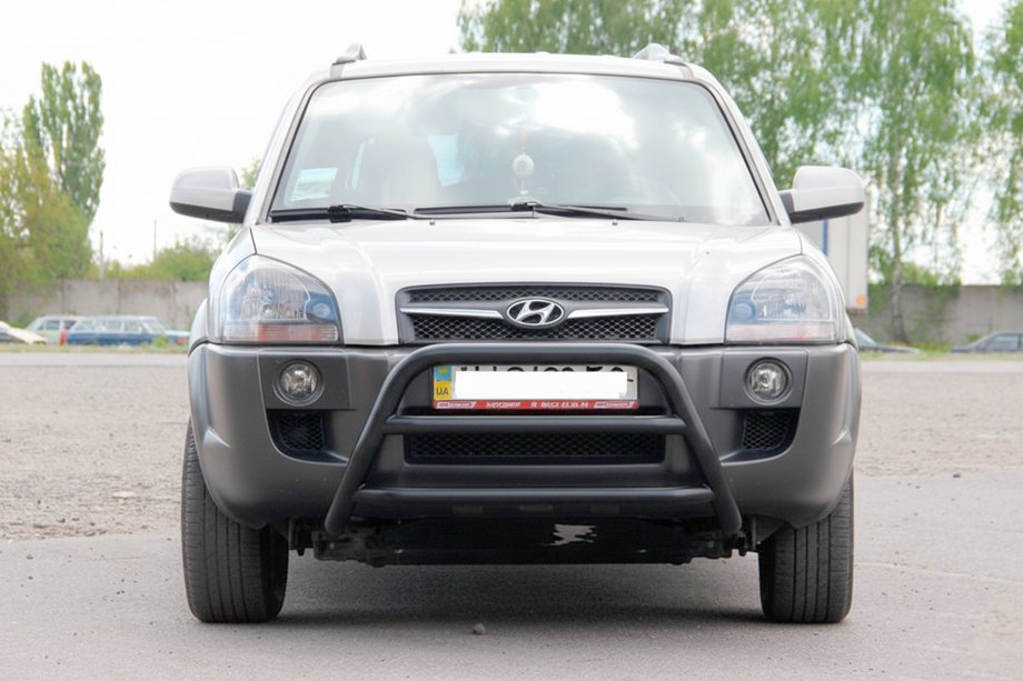 Hyundai Tucson JM 2004- гг. Кенгурятник WT022 Black (нерж.) Фото 1