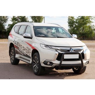 Кенгурятник WT022 Black (нерж) Mitsubishi Pajero Sport 2015- гг. фото 2