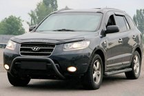 Hyundai Santa Fe 2 2006-2012 гг. Кенгурятник WT007 Black (нерж.) фото 3
