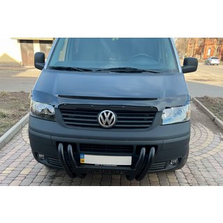 Кенгурятник ST006-04 ноздри Black (нерж) Volkswagen T5 Transporter 2003-2010 гг. фото 2
