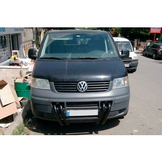 Кенгурятник ST006-04 ноздри Black (нерж) Volkswagen T5 Transporter 2003-2010 гг. фото 3