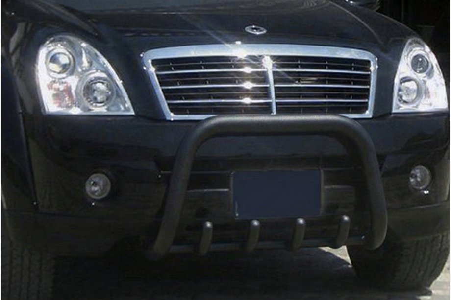 SsangYong Rexton I 2001-2017 гг. Кенгурятник QT006 Black (нерж) Фото 1