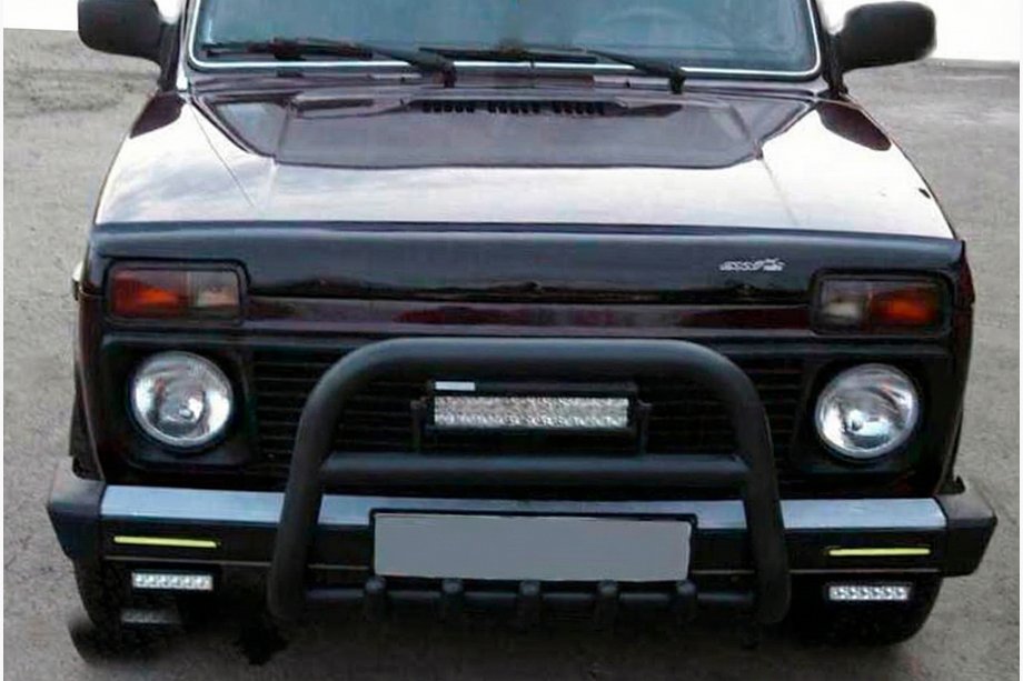 Lada Niva и Urban 1977- гг. Кенгурятник QT006 Black (нерж.) Фото 3