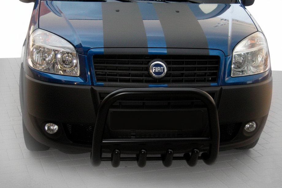 Fiat Doblo I 2005-2010 гг. Передняя дуга QT006 Black (нерж.) Image