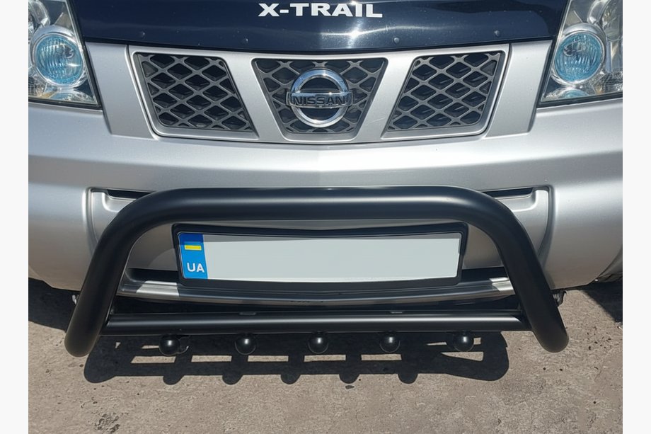 Nissan X-trail T30 2002-2007 гг. Кенгурятник QT006 Black (нерж.) Фото 2