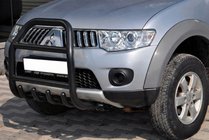 Mitsubishi L200 2006-2015 гг. Кенгурятник QT007 Black (нерж.) фото 1