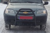 Chevrolet Niva 1998-2020 гг. Кенгурятник QT007 Black (нерж) фото 2