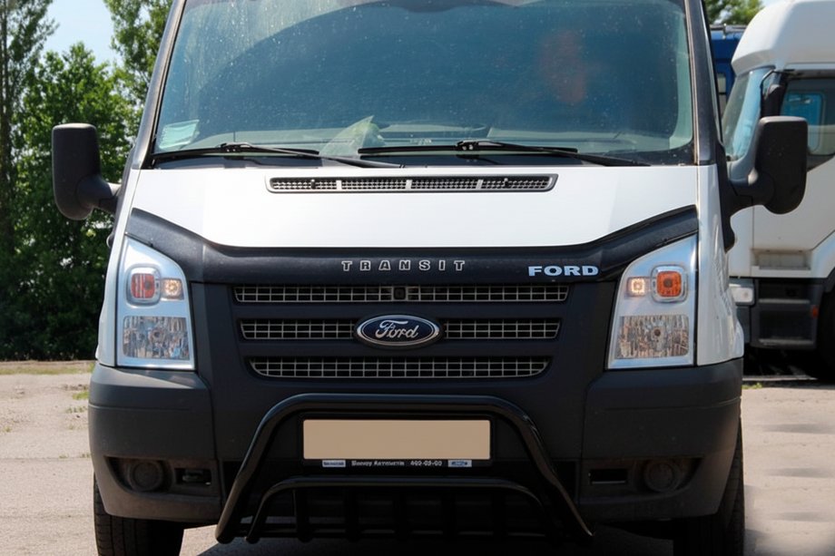 Ford Transit 2000–2014 гг. Кенгурятник WT002 Black (2006-2014, нерж.) Фото 2
