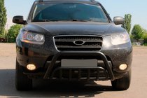 Hyundai Santa Fe 2 2006-2012 гг. Кенгурятник WT002 Black (нерж.) фото 2