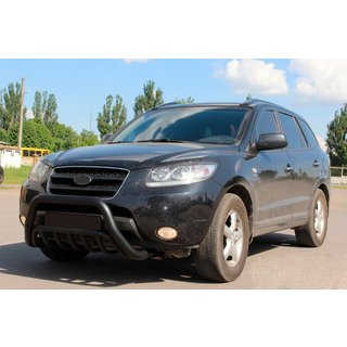 Кенгурятник WT002 Black (нерж.) Hyundai Santa Fe 2 2006-2012 гг. фото 1