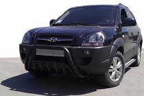 Hyundai Tucson JM 2004- гг. Кенгурятник WT002 Black (нерж.) фото 1