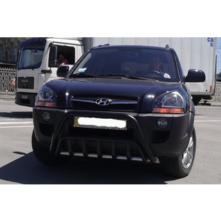 Кенгурятник WT002 Black (нерж.) Hyundai Tucson JM 2004- гг. фото 3