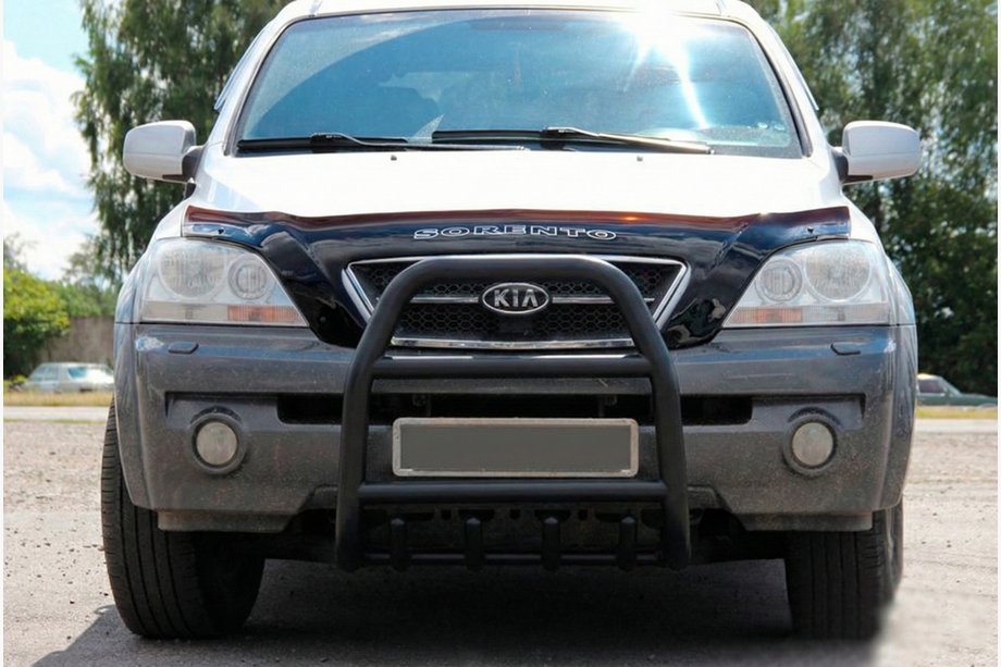 Kia Sorento I BL 2002-2009 гг. Кенгурятник QT007 Black (нерж.) Фото 2