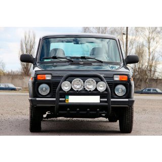 Кенгурятник QT007 Black (нерж.) Lada Niva та Urban 1977- гг. фото 1