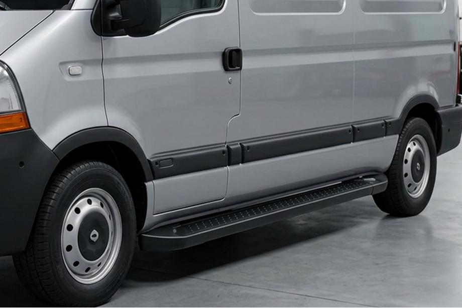 Opel Movano 2004-2010 гг. Боковые Подножки Allmond Black (2 шт., Алюминий) Image