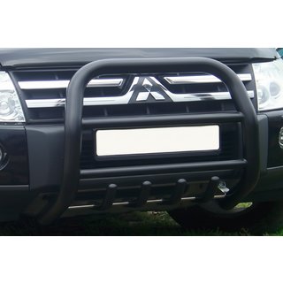 Кенгурятник QT011 Black (нерж.) Mitsubishi Pajero Wagon IV 2006-2021 гг. фото 3