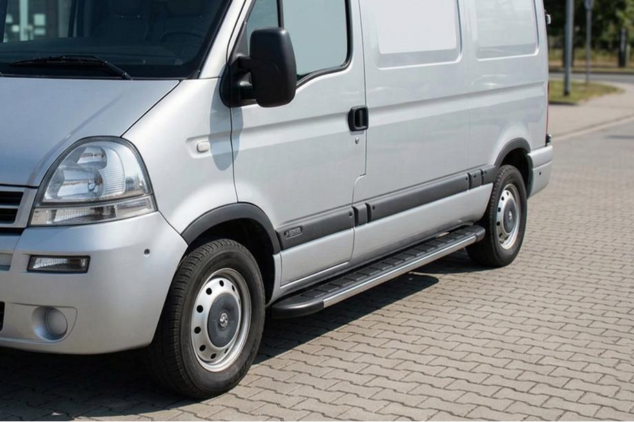 Opel Movano 2004-2010 гг. Боковые Подножки Duru (2 шт., Алюминий) Image