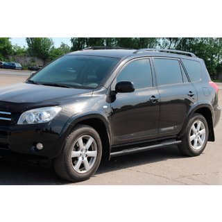 Боковые трубы для стандартной базы Black (2 шт, нерж) Toyota Rav 4 2006-2013 гг. фото 2