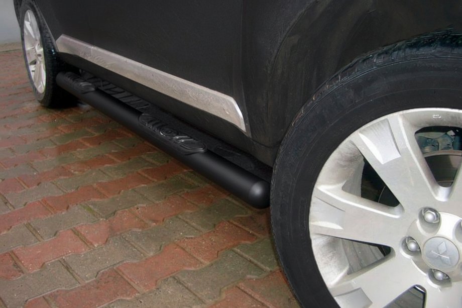Mitsubishi Outlander 2006-2012 гг. Боковые трубы Black (2 шт., Нержавейка) Image