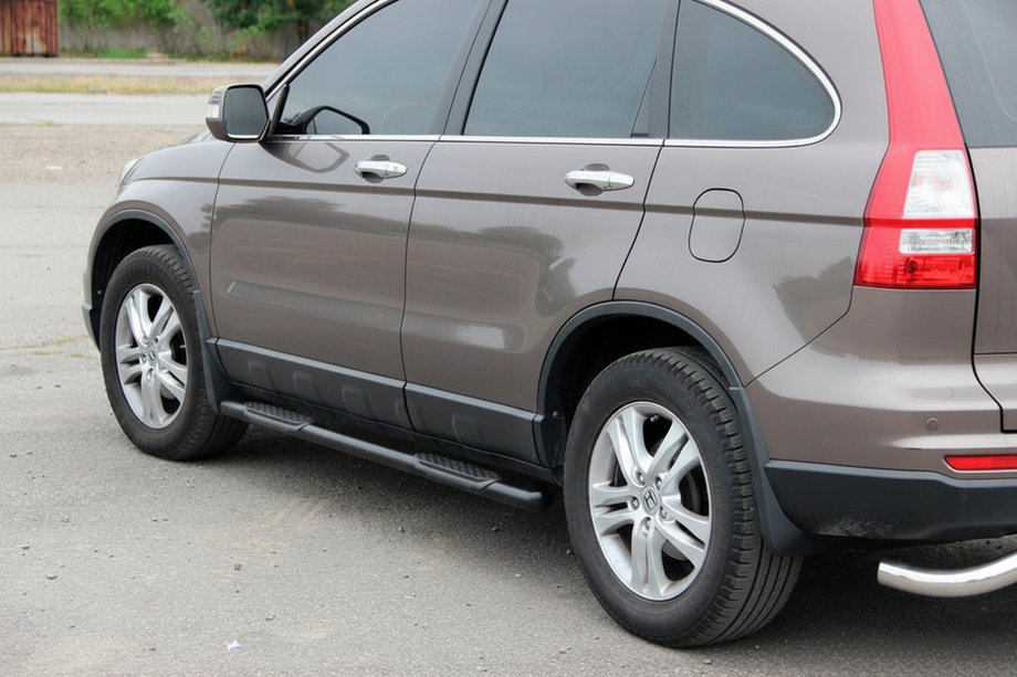 Honda CRV 2012-2016 гг. Боковые Трубы BB002 Черные (2 шт., Нержавейка) Фото 5
