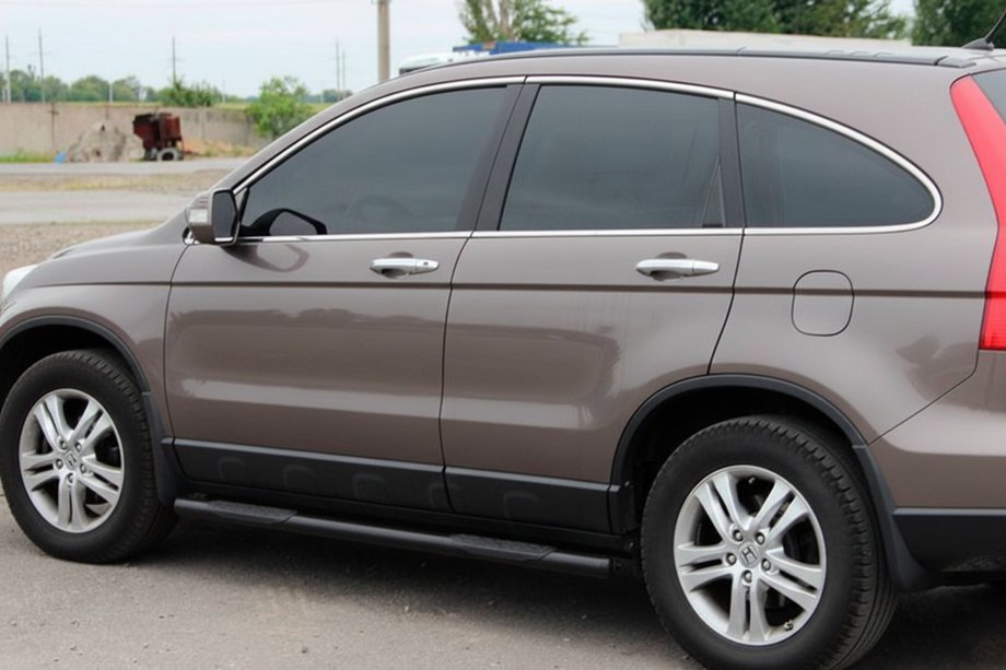 Honda CRV 2012-2016 гг. Боковые Трубы BB002 Черные (2 шт., Нержавейка) Фото 7