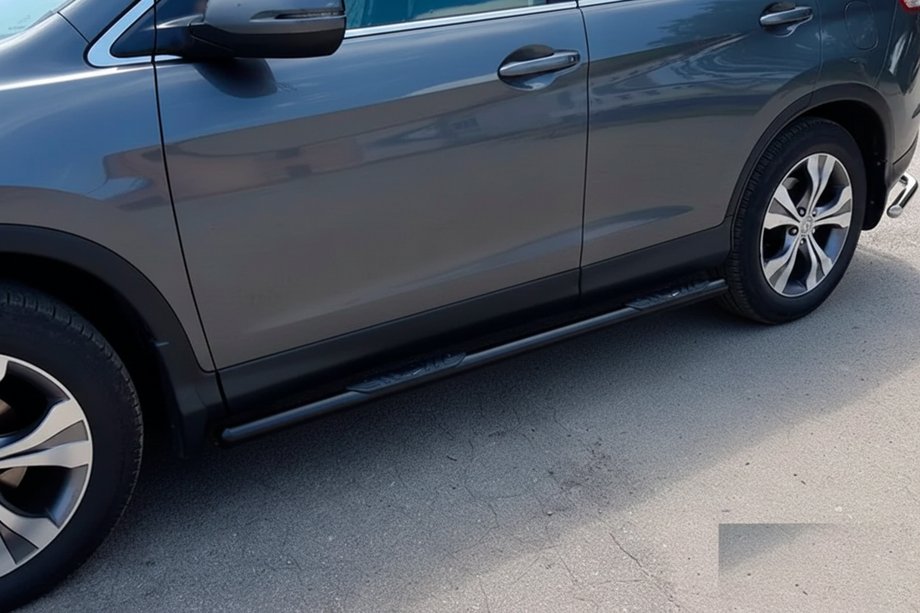 Honda CRV 2012-2016 гг. Боковые Трубы BB002 Черные (2 шт., Нержавейка) Фото 1