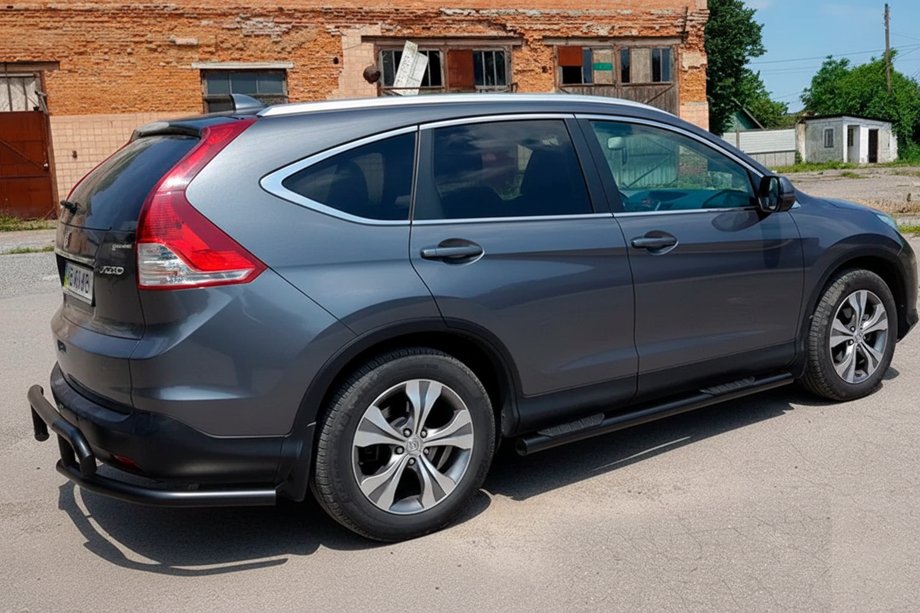Honda CRV 2012-2016 гг. Боковые Трубы BB002 Черные (2 шт., Нержавейка) Фото 4