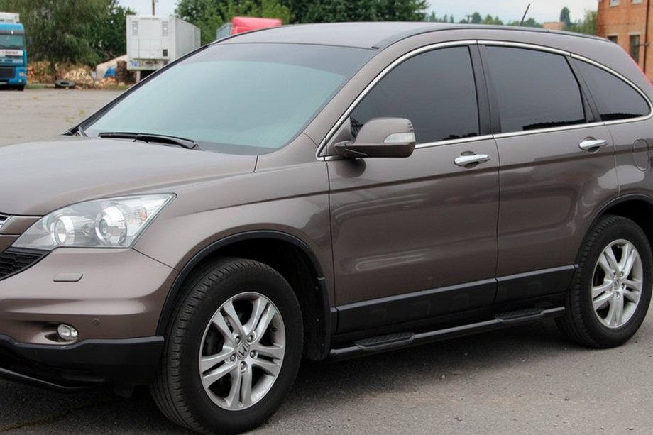 Honda CRV 2012-2016 гг. Боковые Трубы BB002 Черные (2 шт., Нержавейка) Фото 8