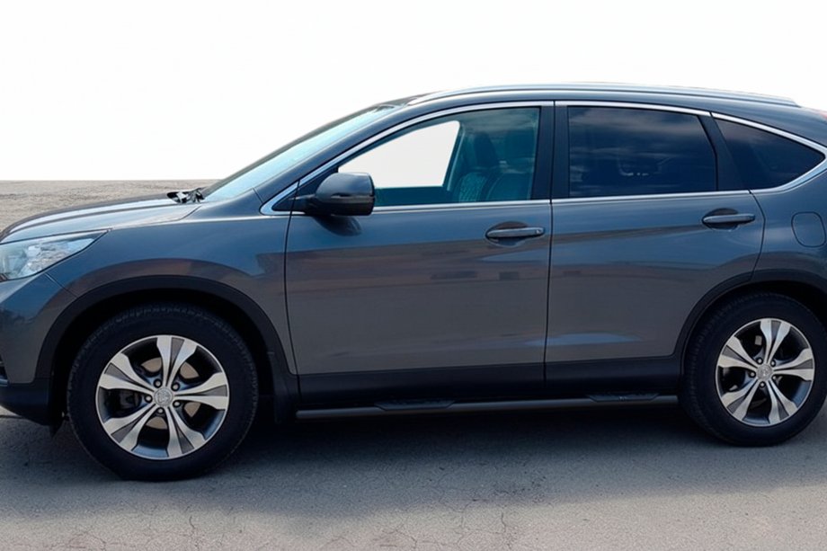 Honda CRV 2012-2016 гг. Боковые Трубы BB002 Черные (2 шт., Нержавейка) Фото 2