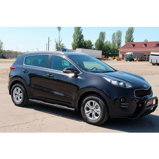 Боковые Трубы BB002 Черные (2 шт., Нержавейка) Kia Sportage 2015-2021 гг. фото 2