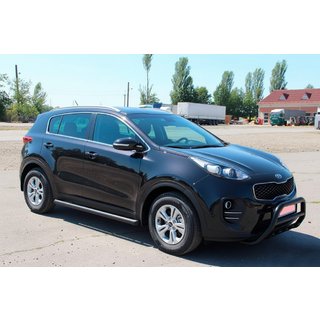 Боковые Трубы BB001 Черные (2 шт., Нержавейка) Kia Sportage 2015-2021 гг. фото 2