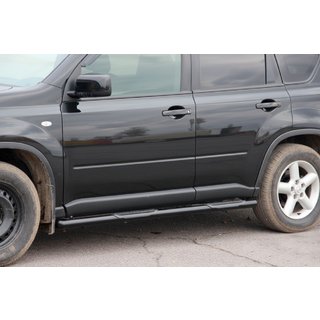 Боковые Трубы BB002 Черные (2 шт., Нержавейка) Nissan X-trail T31 2007-2014 гг. фото 1