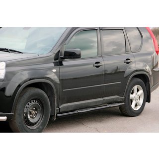 Боковые Трубы BB002 Черные (2 шт., Нержавейка) Nissan X-trail T31 2007-2014 гг. фото 4