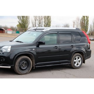 Боковые Трубы BB002 Черные (2 шт., Нержавейка) Nissan X-trail T31 2007-2014 гг. фото 3