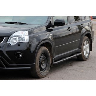 Боковые Трубы BB002 Черные (2 шт., Нержавейка) Nissan X-trail T31 2007-2014 гг. фото 2