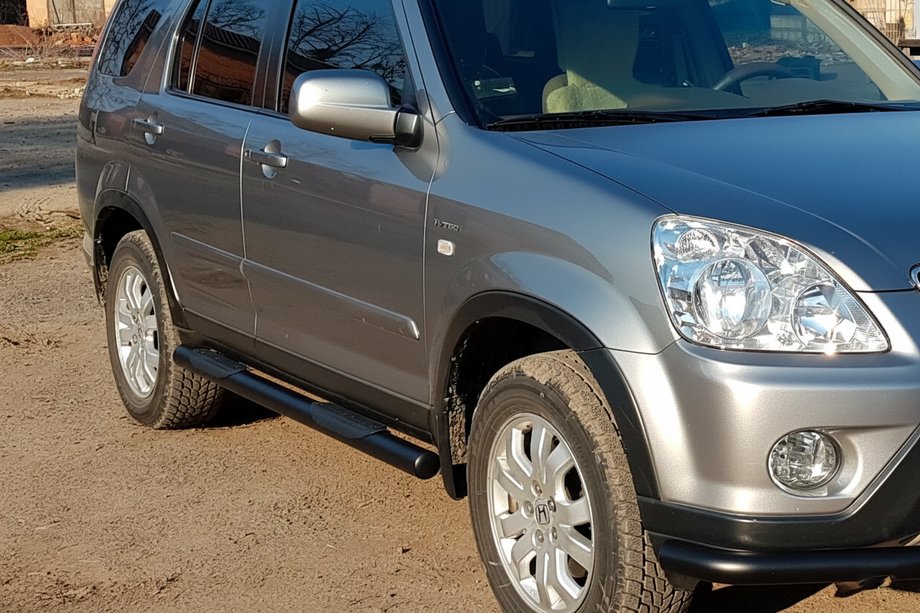 Honda CRV 2001-2006 гг. Боковые трубы Black (2 шт., нержавейка) Фото 1