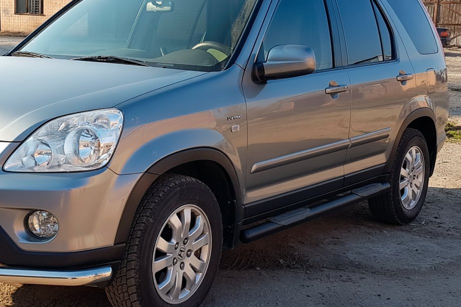 Honda CRV 2001-2006 гг. Боковые трубы Black (2 шт., нержавейка) Фото 2