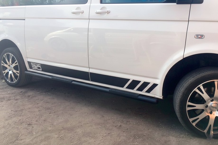 Volkswagen T5 2010-2015 гг. Боковые трубы Black (2 шт., нержавейка) Фото 12