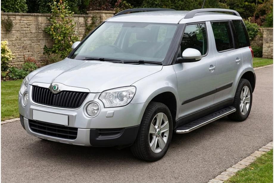 Skoda Yeti 2009-2017 гг. Боковые Подножки Maydos V1 (2 шт., Алюминий и Нержавейка) Image