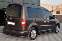 Volkswagen Caddy 2004-2010 гг. Боковые Трубы BB001 Черные (2 шт., Нержавейка) фото 6