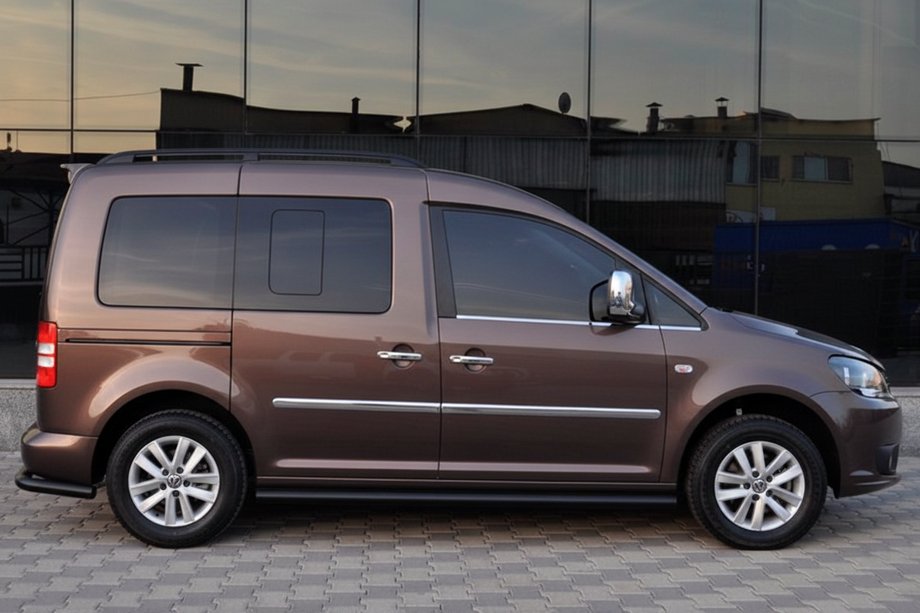 Volkswagen Caddy 2015-2020 гг. Боковые Трубы BB001 Черные (2 шт., Нержавейка) Фото 10