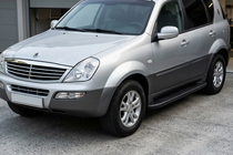 SsangYong Rexton I 2001-2017 гг. Боковые пороги Bosphorus Black (2 шт., алюминий) фото 1