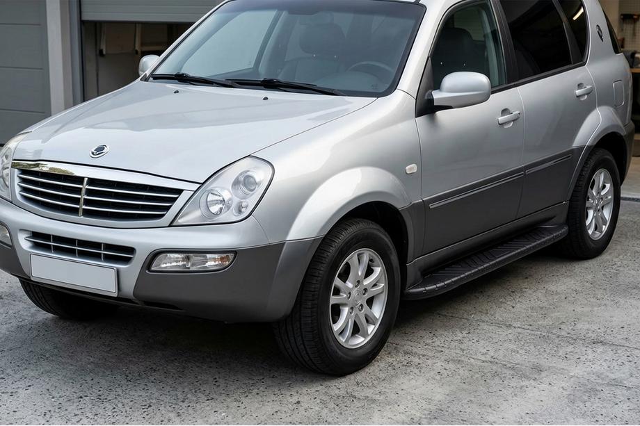 SsangYong Rexton I 2001-2017 гг. Боковые пороги Bosphorus Black (2 шт., алюминий) Image