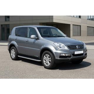 Боковые Подножки Tayga Grey (2 шт., Алюминий) SsangYong Rexton I 2001-2017 гг. фото 1
