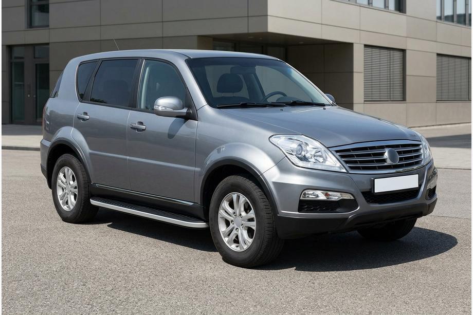 SsangYong Rexton I 2001-2017 гг. Боковые Подножки Tayga Grey (2 шт., Алюминий) Фото 1