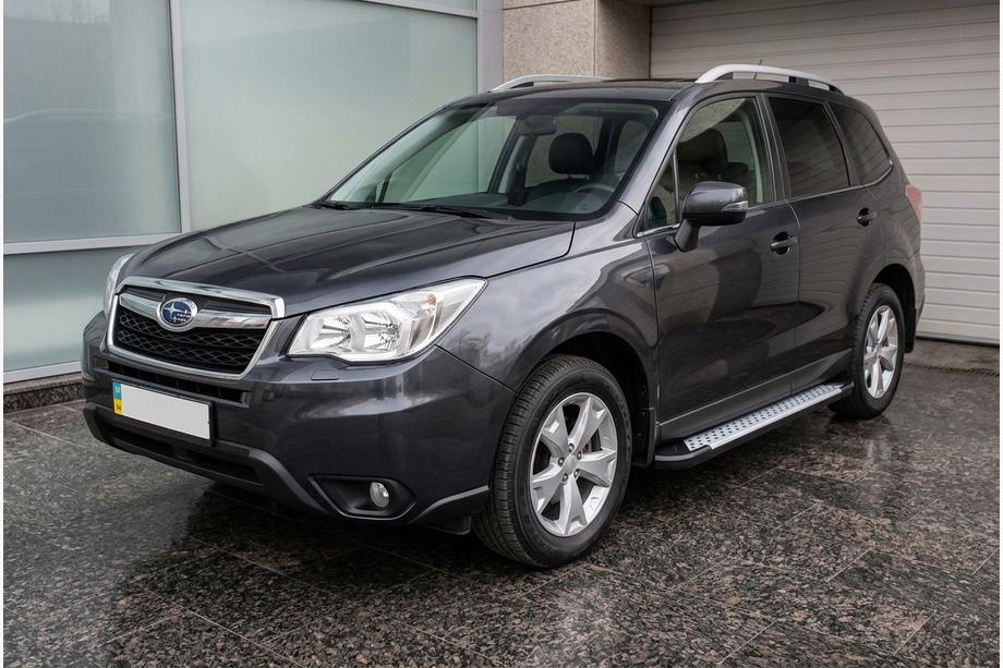 Subaru Forester 2013-2018 гг. Боковые пороги Allmond Grey (2 шт., алюминий) Image