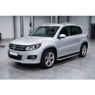 Боковые Подножки Tayga Grey (2 шт., Алюминий) Volkswagen Tiguan 2007-2016 гг. фото 1